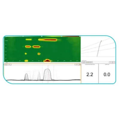 Prueba de corrientes de Eddy ECT en tubos de intercambiadores de calor con mapa térmico de defectos de 2.2 mm