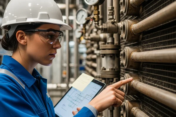 Innovaciones tecnológicas aplicables Las tecnologías emergentes ofrecen herramientas avanzadas para mantener los intercambiadores de calor a niveles de desempeño óptimos. Sistemas automáticos de limpieza de tubos que reducen tiempo de paro y mejoran la eficiencia térmica. Materiales con recubrimientos anti-incrustantes o anti-microbianos que retrasan la acumulación de depósitos. Monitoreo en tiempo real con sensores que miden temperaturas, caída de presión, flujo para anticipar limpiados o intervención. Optimización de calendarios de limpieza mediante modelos predictivos que estiman cuándo los intercambiadores de calor requerirán mantenimiento, balanceando costo de limpieza frente a la pérdida de eficiencia. Estas innovaciones ayudan a maximizar la vida útil de los intercambiadores y asegurar la continuidad operativa. Conclusión En resumen, los intercambiadores de calor forman parte crítica del rendimiento térmico en plantas de petróleo, gas, petroquímica, energía y manufactura pesada. Aplicar prácticas como limpieza de intercambiadores, revisión periódica, detección temprana de desgaste, optimización del flujo de fluidos industriales y adoptar tecnologías modernas, garantiza una eficiencia térmica sostenida y la optimización de sistemas térmicos. No esperes a que un intercambiador falle para intervenir: el mantenimiento preventivo de intercambiadores es la única manera de evitar paros costosos, mantener la calidad del proceso y asegurar seguridad industrial. Agende una evaluación profesional de sus intercambiadores de calor con API NDT.